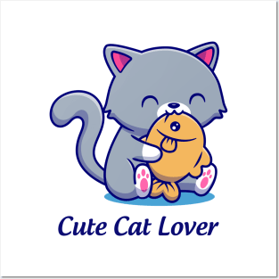 cute cat lover Posters and Art